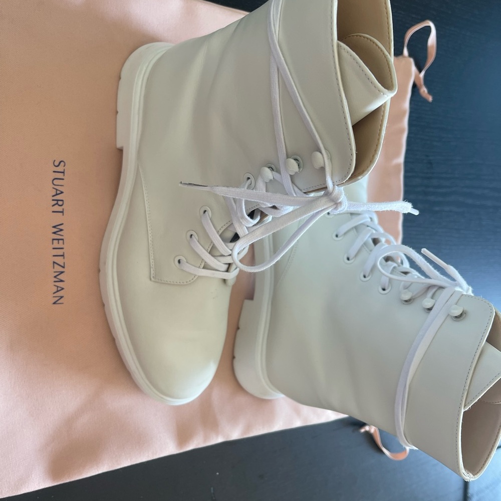 Stuart Weitzman White Mckenzee Combat Boot - image 3